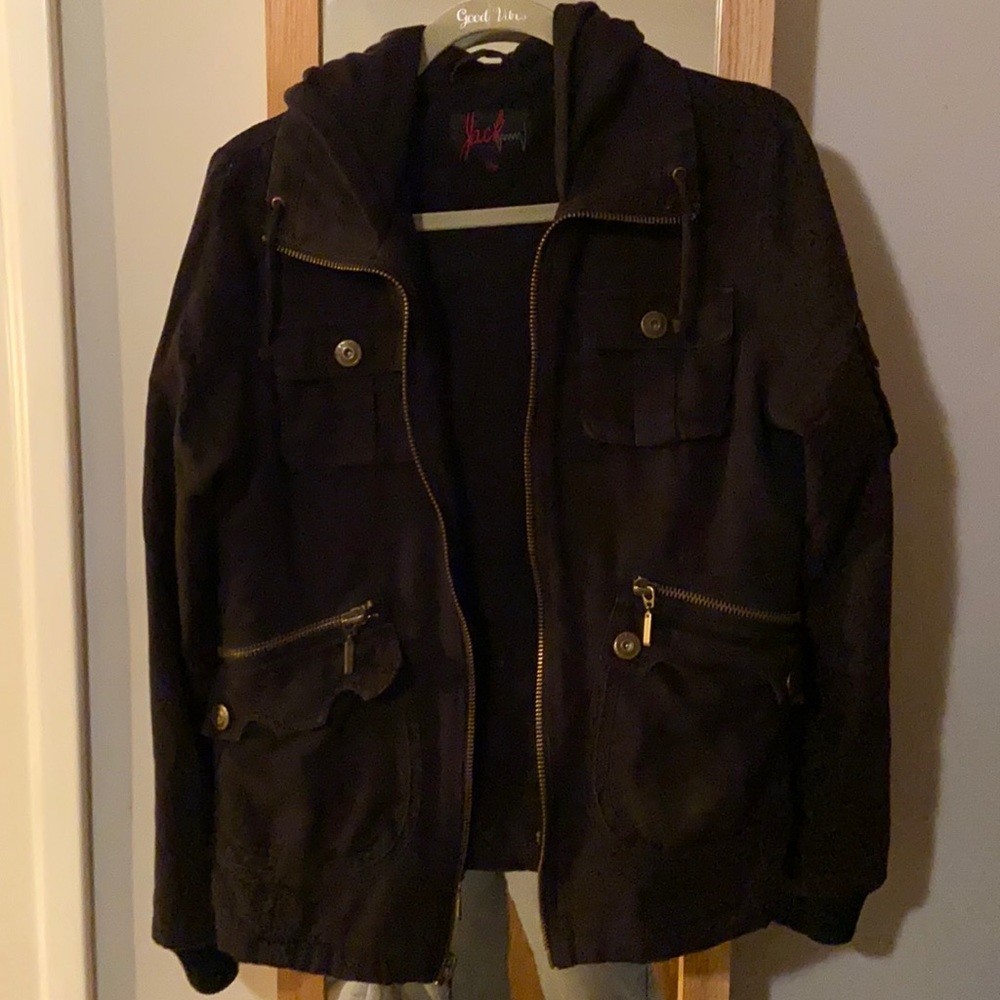 Women’s jack double style black denim sweater jacket